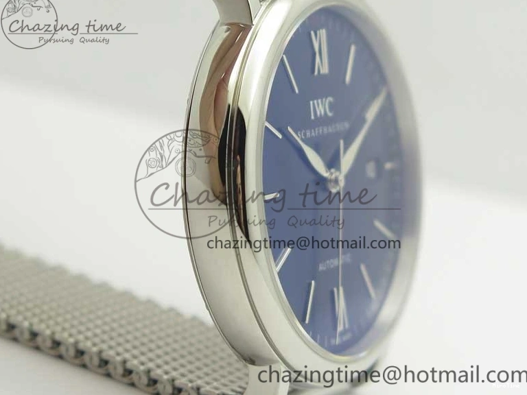 MIROTIME 1218 Portofino IW356501 SS V3 MK 1:1 Best Edition Blue Dial On SS Mesh Bracelet MIYOTA Timeless 7194